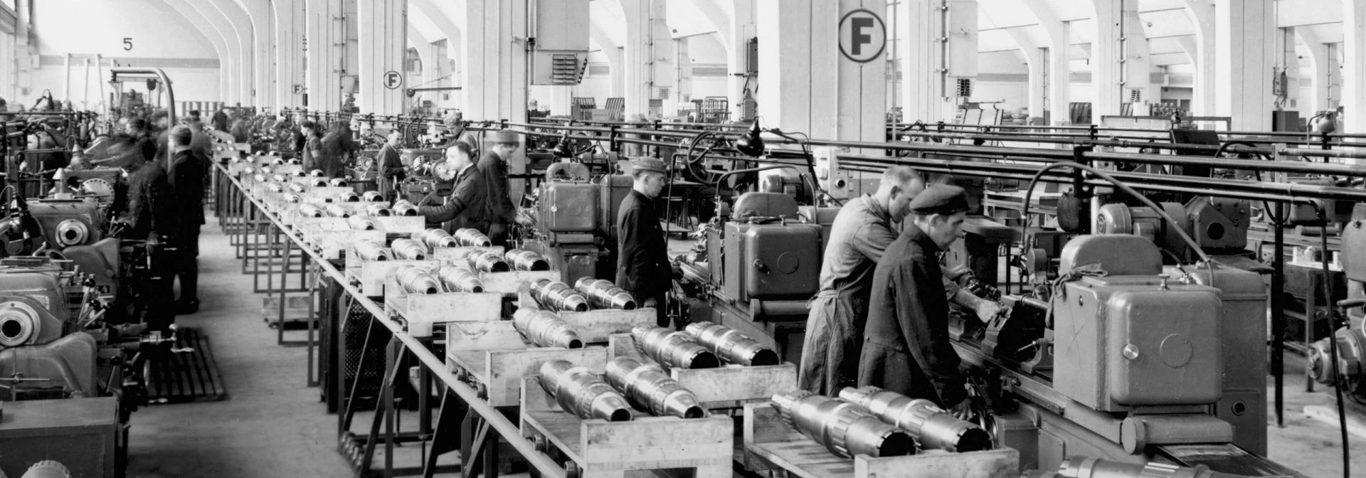 Historic BMW car part production.