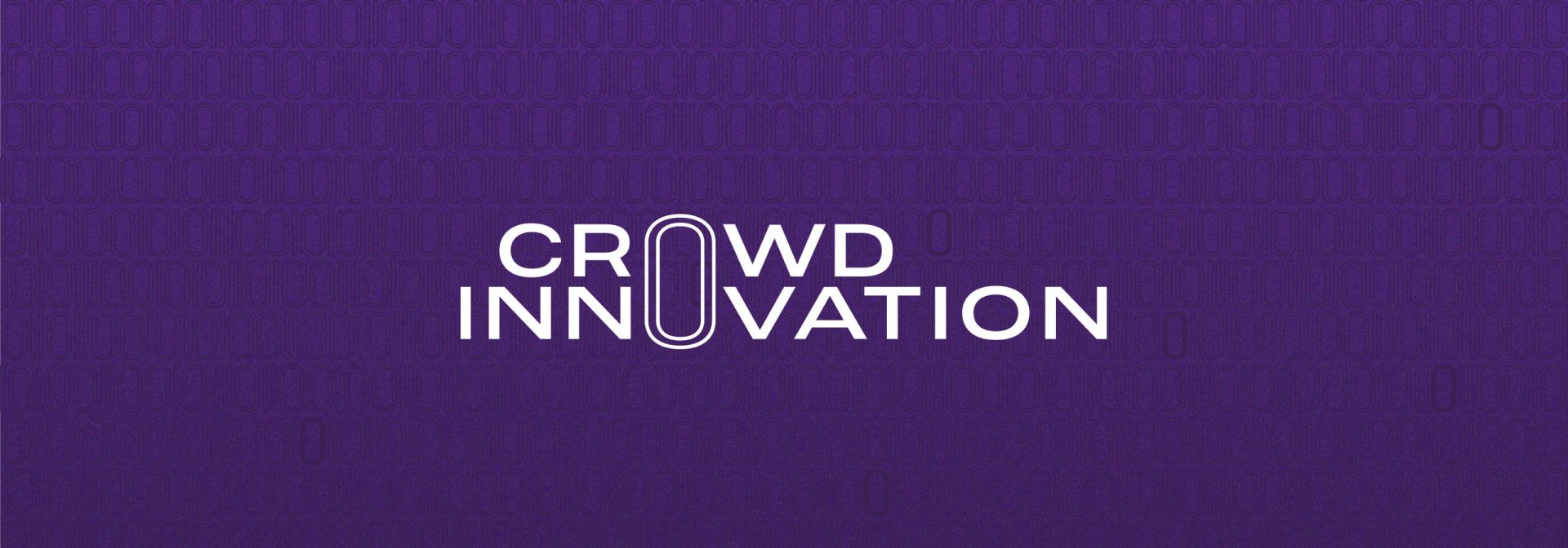 The text Crowd Innovation in white font on a purple background, with an oval symbol between the words.
