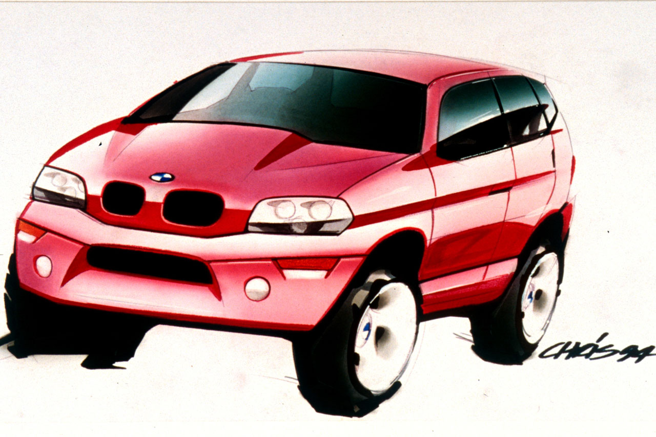 An early sketch by BMW Designworks of the BMW X5 E53.