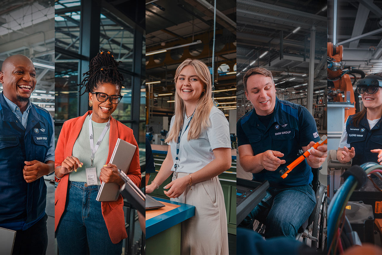 A collage of people working in an industrial plant shows various activities and working environments.