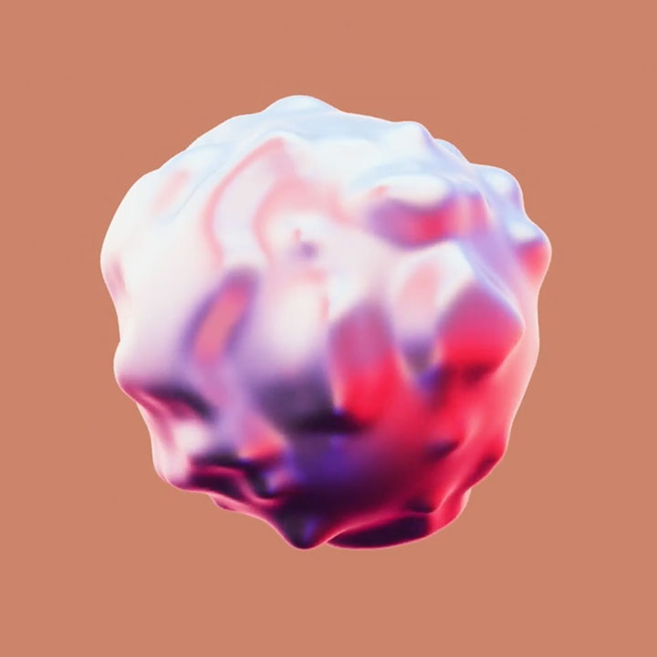 A vibrant abstract shape with a glossy surface and smooth curves.