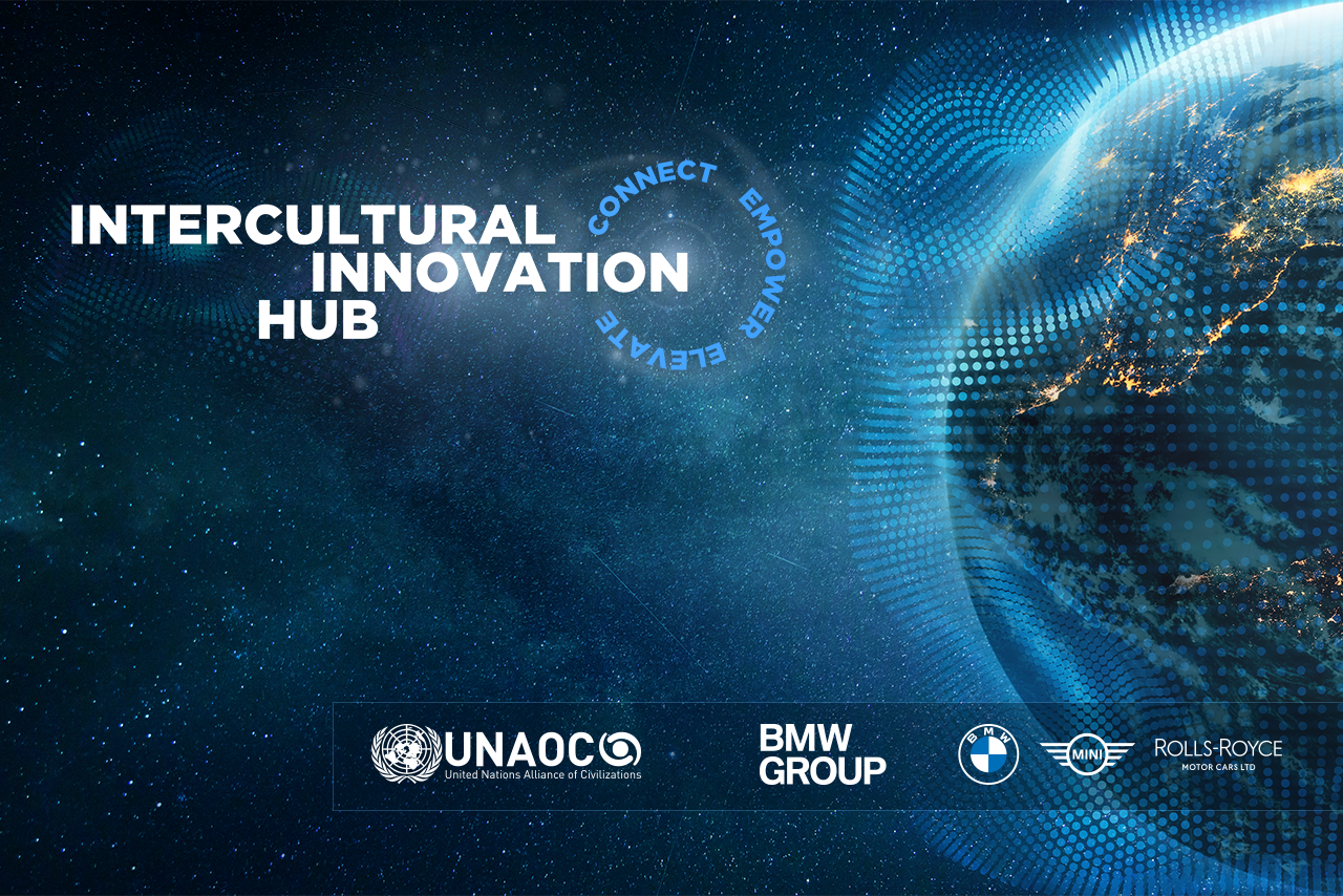 Intercultural innovation hub where diverse groups develop creative solutions and exchange ideas.