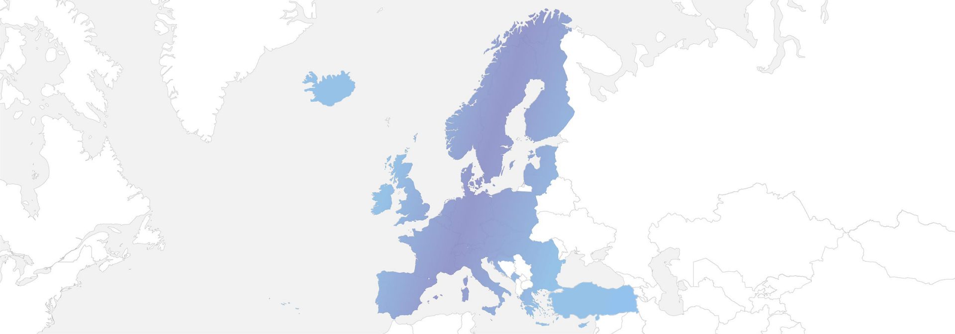 Landkarte von Europa, der Bereich in dem es Car Data gibt ist blau eingefärbt.
