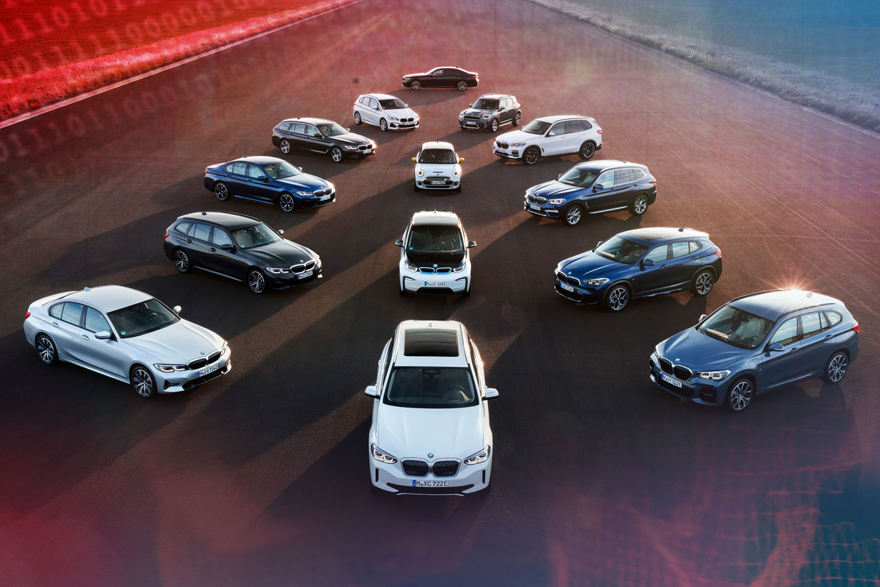 A fleet of different BMW models.