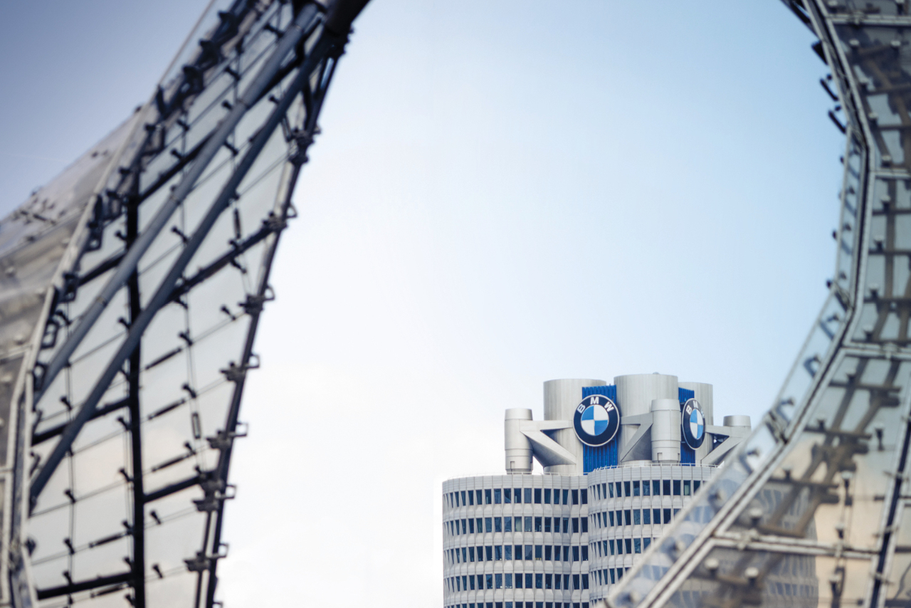 View at the top of the BMW four-cylinder building.