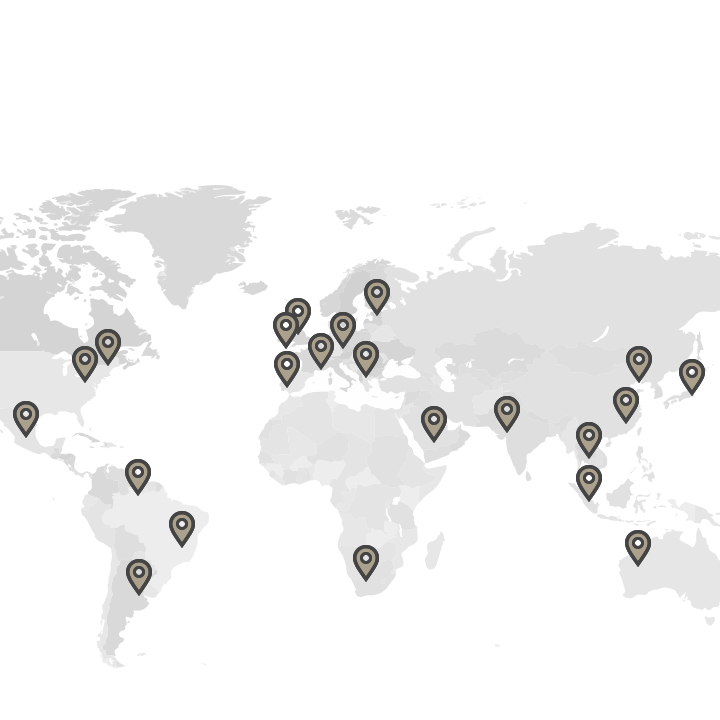 Iconographic representation of a world map with BMW Group locations.